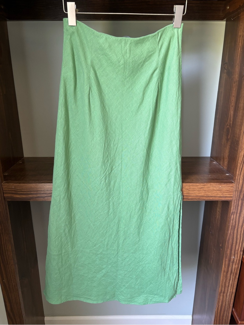 J. Crew Green Linen Maxi Skirt